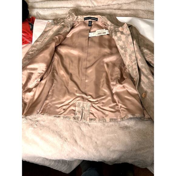 Ellen Tracy womens size 6 blazer silk geometric pattern peach/beige Girlboss - Picture 8 of 10